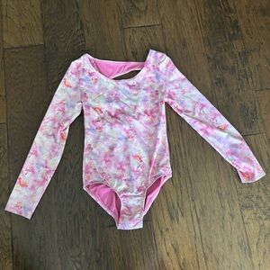 Cat & Jack Pink Tie-Dye Floral Spray Leotard